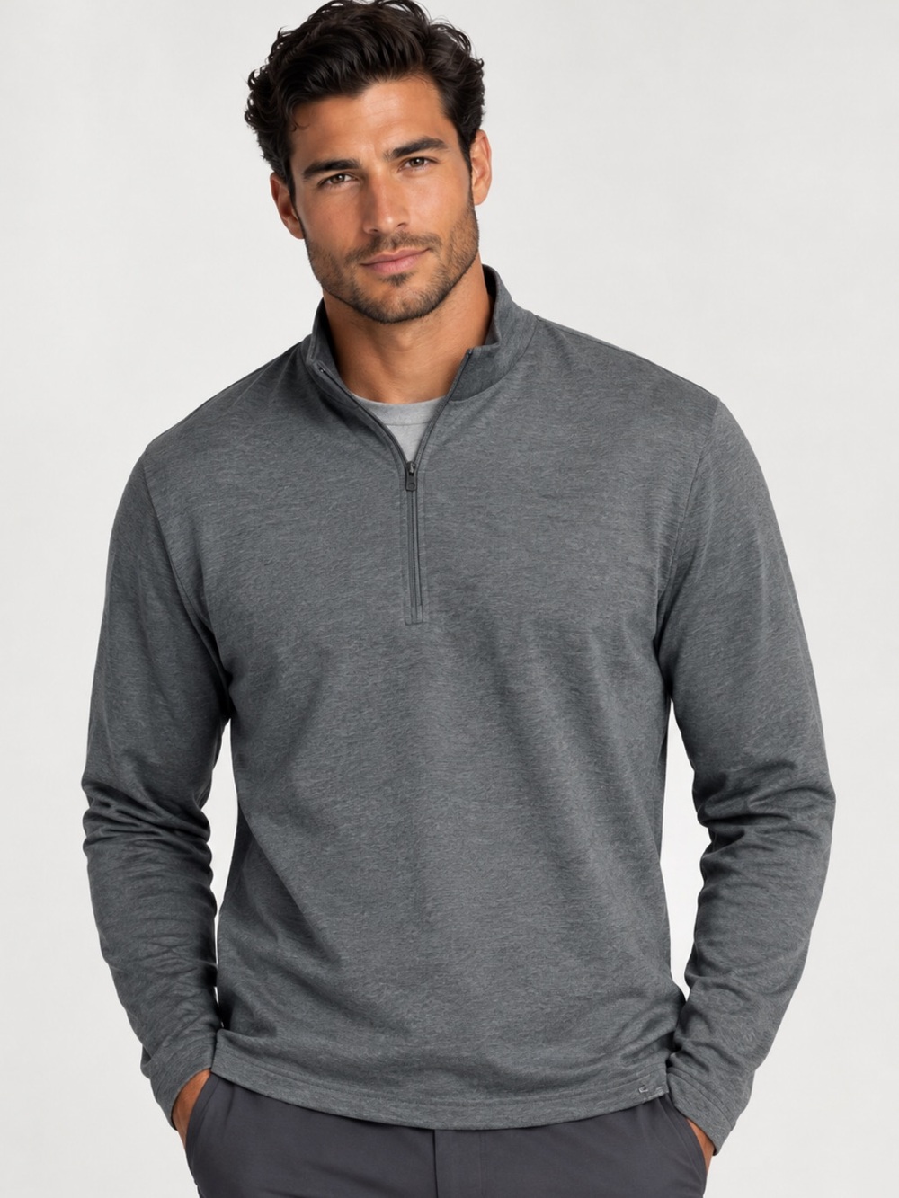 Travis Scott Quarter-Zip Pullover - Heather Gray
